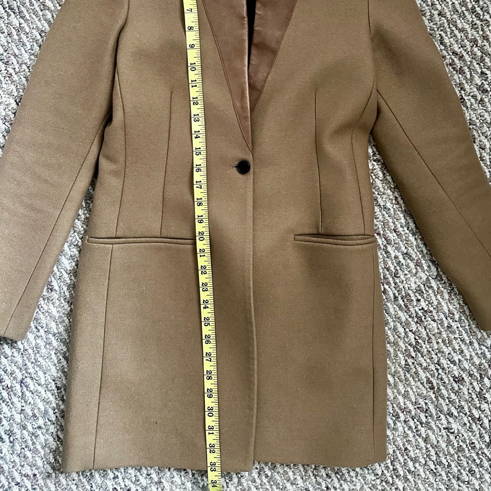 All Saints Irish Lorie wool coat, camel with leather collar/trim - Picture 16 of 16